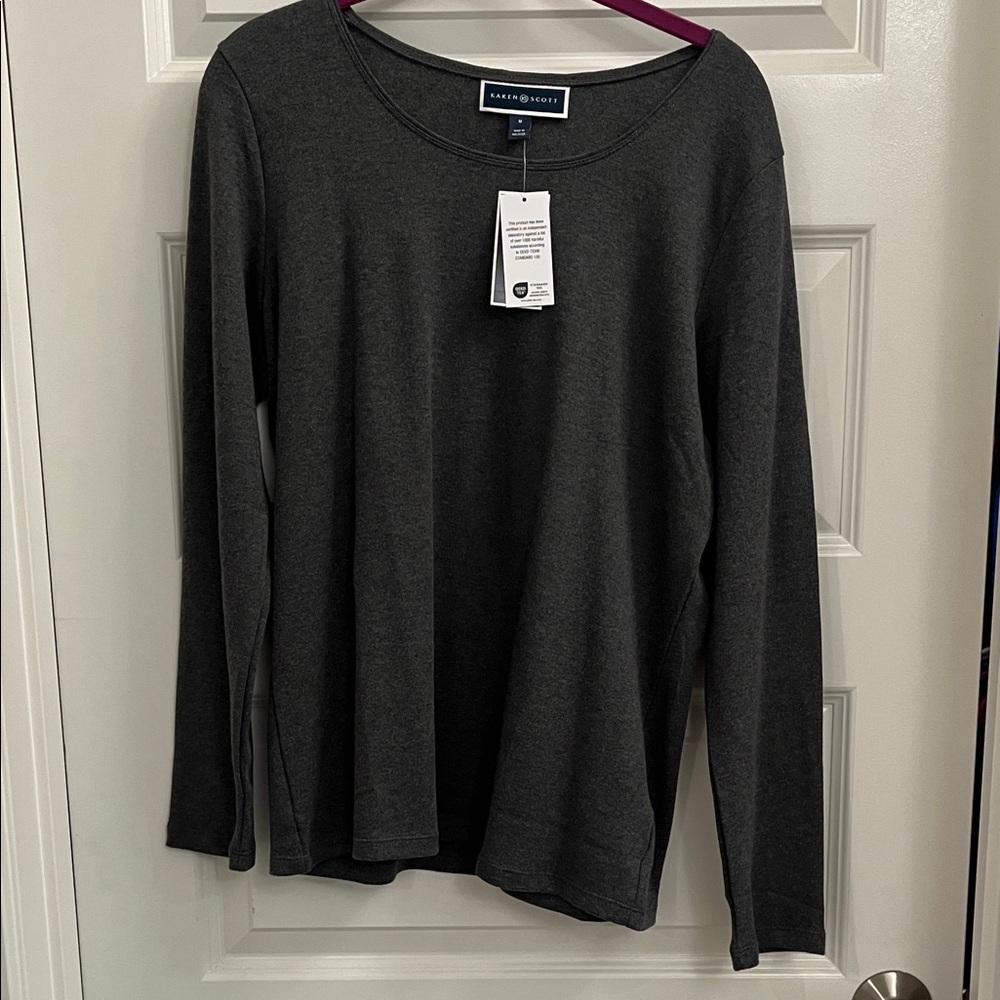 Karen Scott Charcoal Heather Top